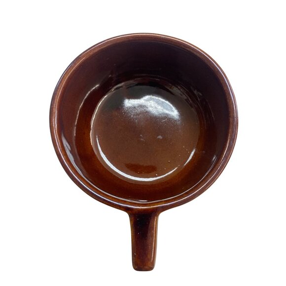 Vintage Monmouth Pottery Soup Mug Bean Bowl Maple Leaf WS Brown & Beige Two-Tone - Picture 6 of 6